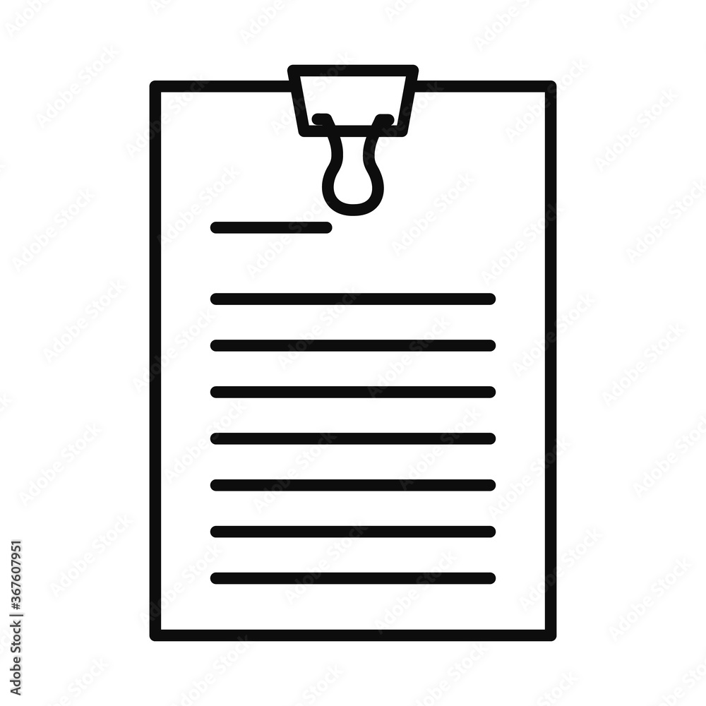 Paper note with clip line style icon vector design Paper note with clip line style icon vector design