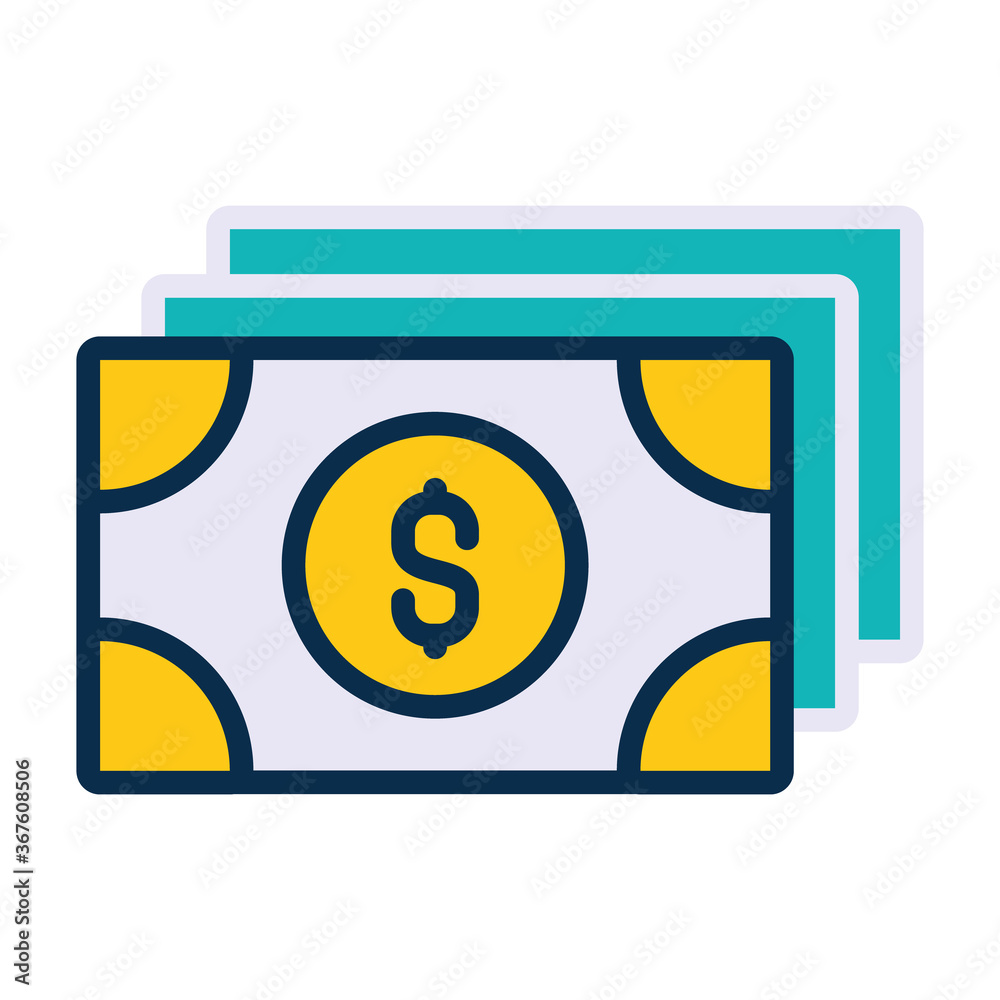 money bills icon, line and fill style money bills icon, line and fill style