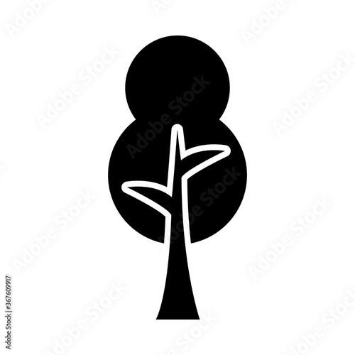 bushy tree silhouette style icon vector design
