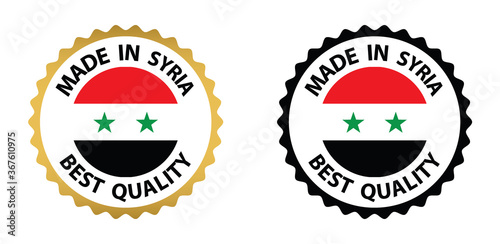 made in Syria vector stamp. badge with Syria flag