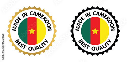made in Cameroon vector stamp. badge with Cameroon  flag