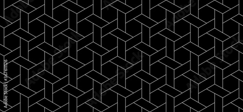 Vector seamless cubic hexagon pattern. Modern stylish thin linear texture.