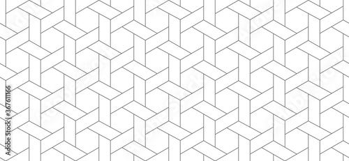 Vector seamless cubic hexagon pattern. Modern stylish thin linear texture.