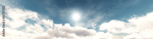 beautiful sky with clouds and sun  sky background  3d rendering