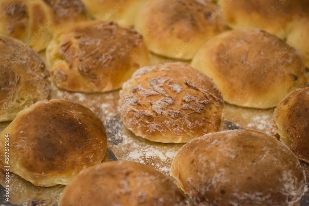 The baked buns macro shot. The baked buns macro shot.