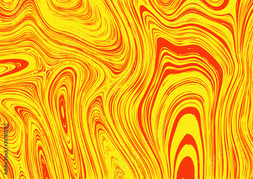 Abstract yellow red vector background motion hypnotic psychedelic design, zine texture.