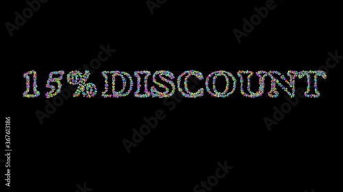 Foto % discount: 3D illustration of the text made of small objects over a black background with shadows