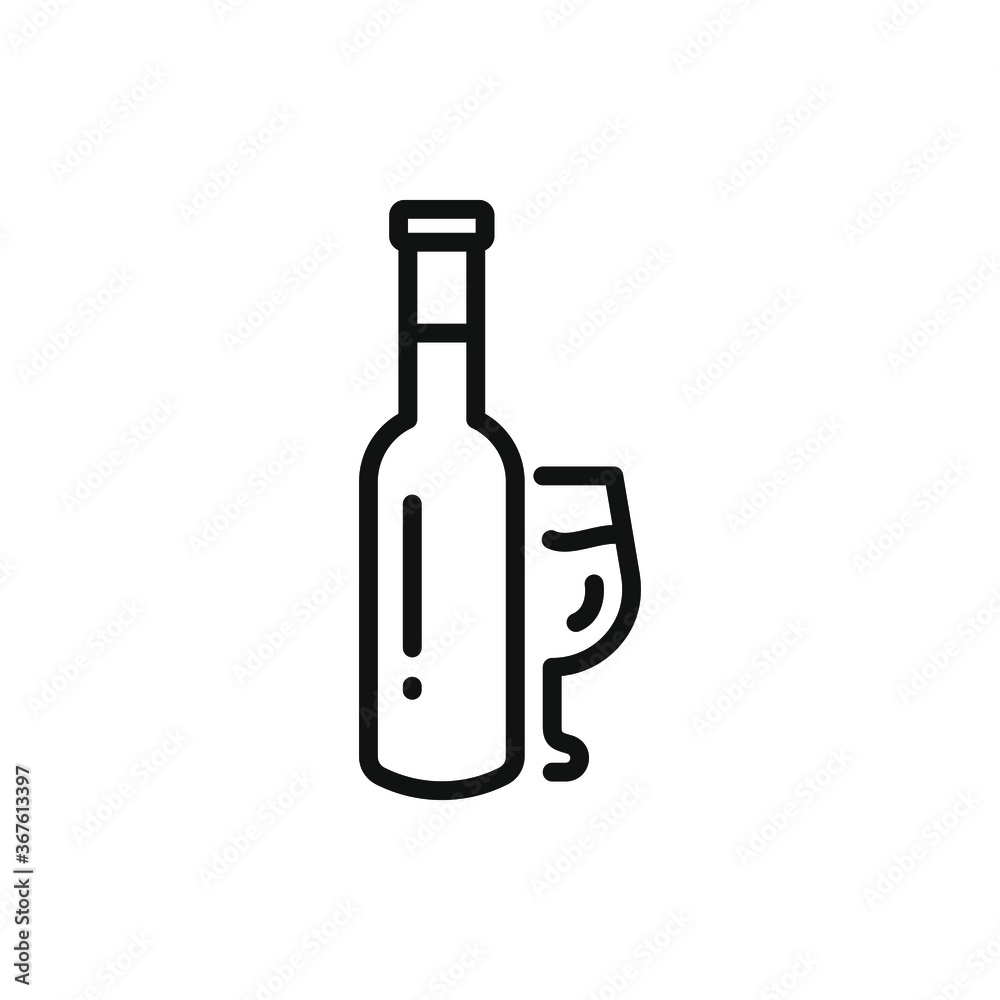 Glass and bottle flat design. Wine icon isolated on white background. Vector illustration Glass and bottle flat design. Wine icon isolated on white background. Vector illustration