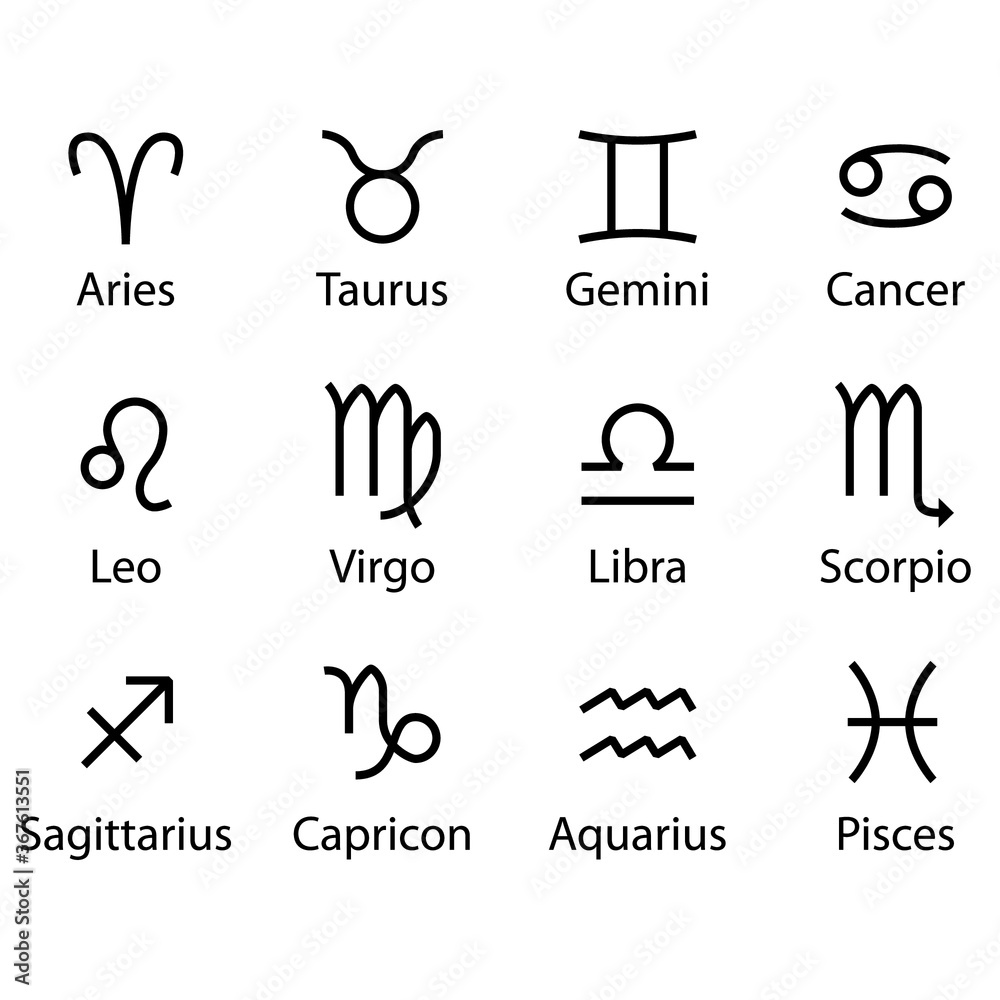 Vector illustration of zodiac symbols Stock Vector | Adobe Stock