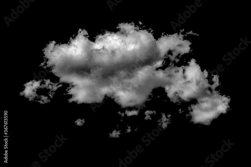 white fluffy clouds isolated on black