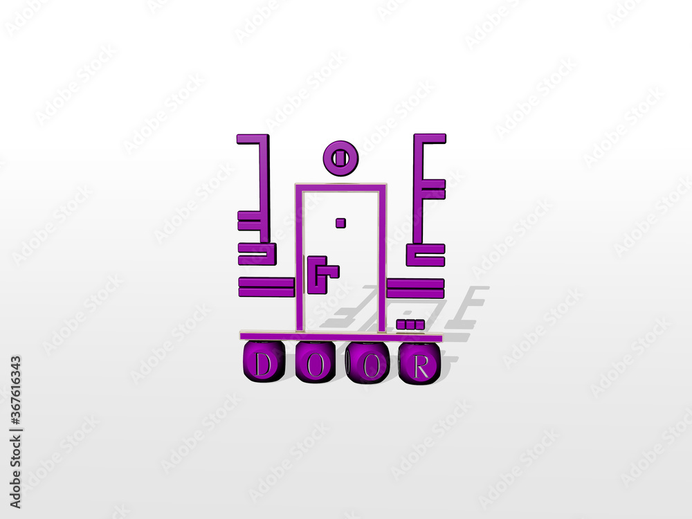 3D graphical image of DOOR vertically along with text built by metallic cubic letters from the top perspective, excellent for the concept presentation and slideshows. architecture and building 3D graphical image of DOOR vertically along with text built by metallic cubic letters from the top perspective, excellent for the concept presentation and slideshows. architecture and building