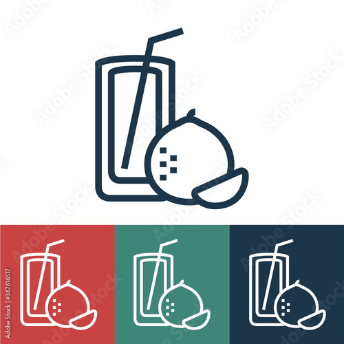 Linear vector icon with orange juice