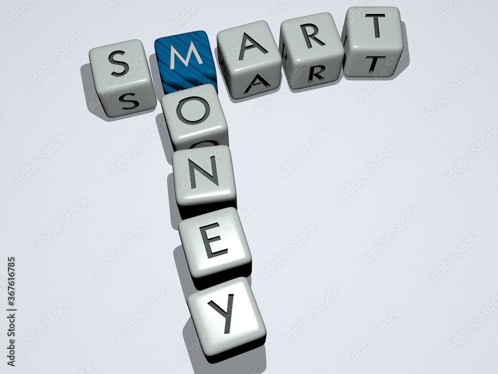 crosswords of SMART MONEY arranged by cubic letters on a mirror floor, concept meaning and presentation. phone and illustration crosswords of SMART MONEY arranged by cubic letters on a mirror floor, concept meaning and presentation. phone and illustration