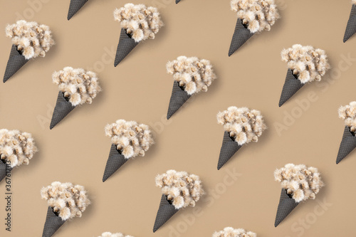 Pattern Of Flower Bouquet On Nude Colored Background