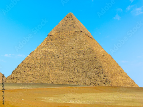 A close up view of the Great Pyramid at Giza  Egypt in summer