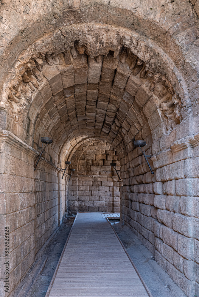 Roman stone tunnel, long and narrow