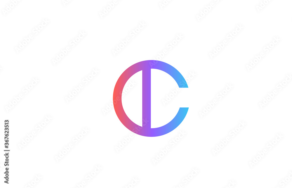 C colored alphabet letter logo icon. Pink blue simple line and design for business and company identity C colored alphabet letter logo icon. Pink blue simple line and design for business and company identity