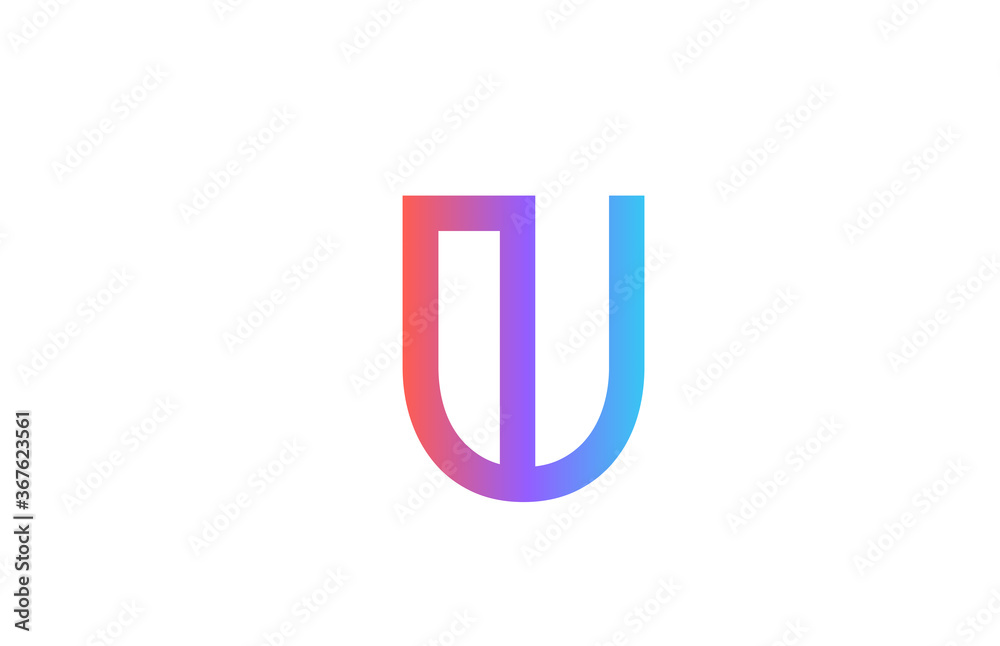 U colored alphabet letter logo icon. Pink blue simple line and design for business and company identity U colored alphabet letter logo icon. Pink blue simple line and design for business and company identity