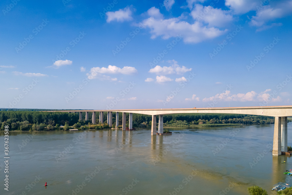 Beska Bridge crosses the Danube river near Beska
