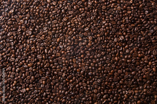 Roasted brown coffee beans texture