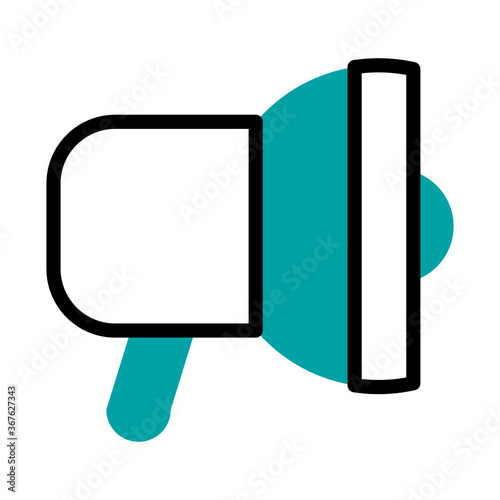 megaphone device icon, half line half color style