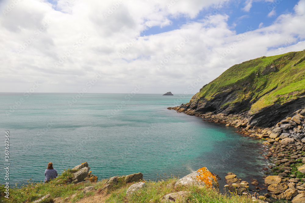 Fototapeta premium Scenic landscape of The South West coast of the Roseland Peninsula in Portloe, Veryan in Cornwall