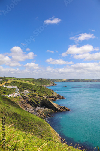 Scenic landscape of The South West coast of the Roseland Peninsula in Portloe, Veryan in Cornwall