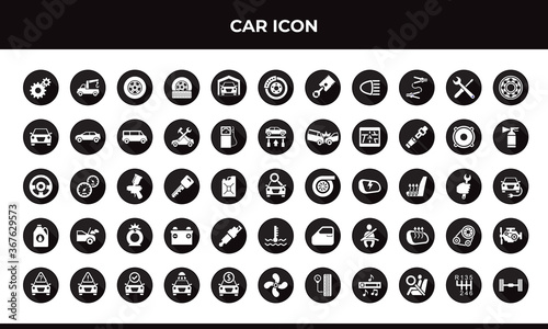 car detail isolated circle icon set design vector