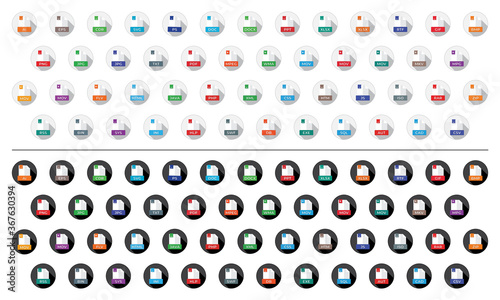 complete file format icon set in 2 style