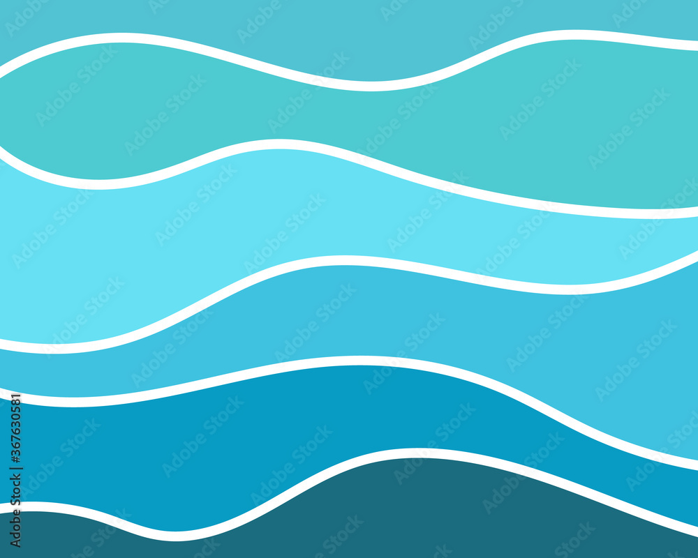 Abstract blue background with vector image of sea waves, ocean, river ...