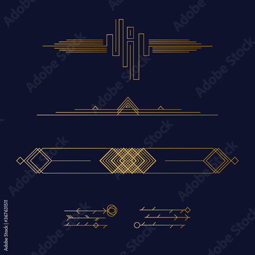 Art deco dividers and headers. Template in style of 1920s.