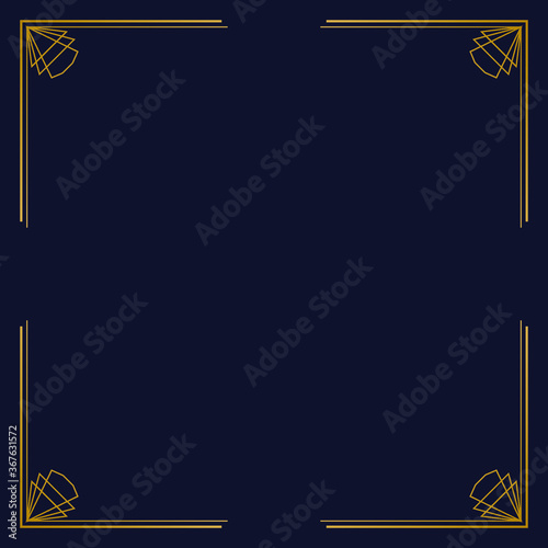 Art deco  geometric golden label frame. Vector