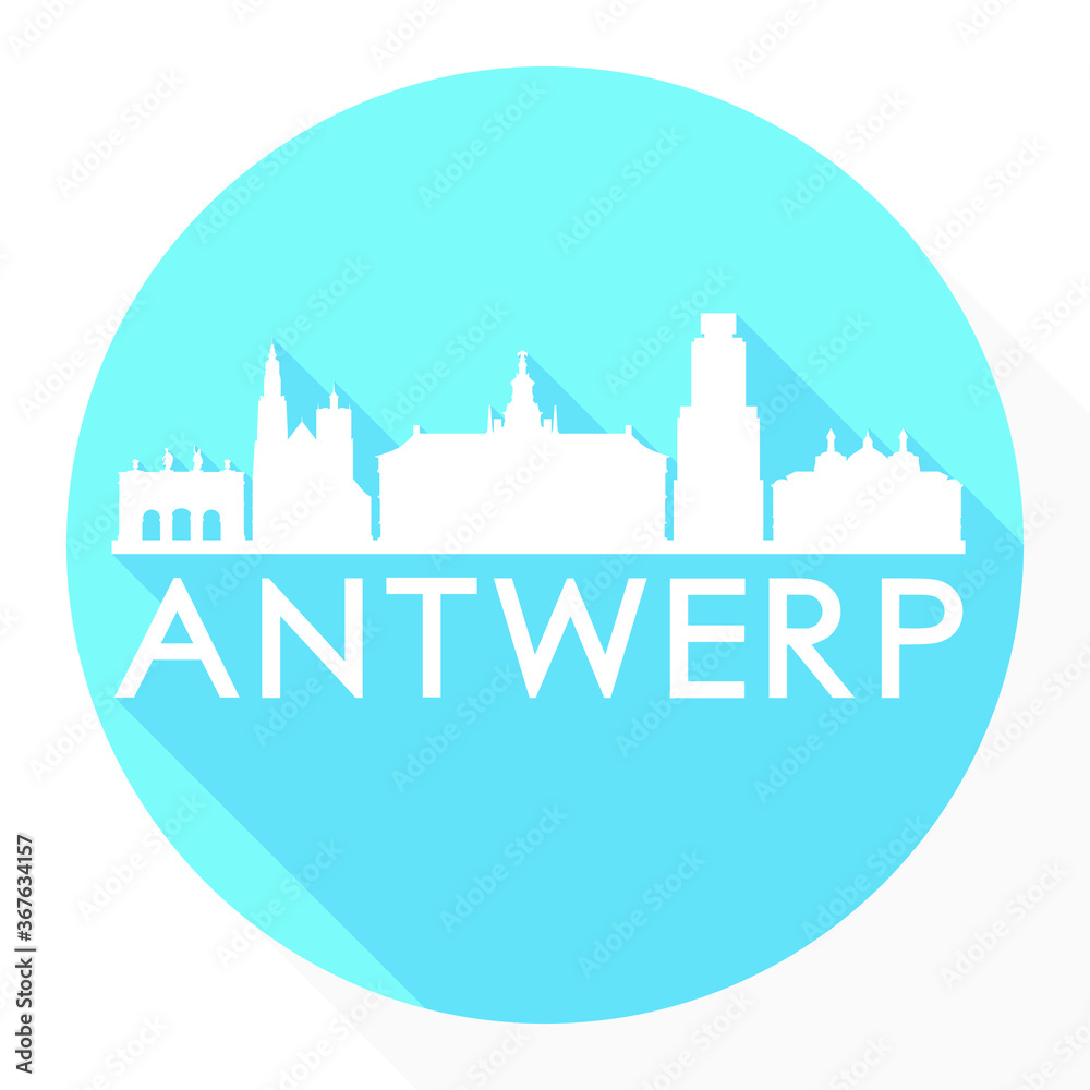 Antwerp Belgium Flat Icon Skyline Silhouette Design City Vector Art.
