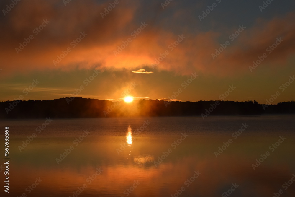 Sunrise over lake in Algonquin park