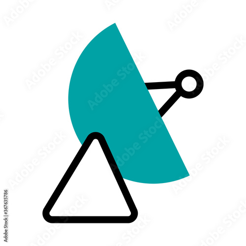satellite antenna icon, half line half color style