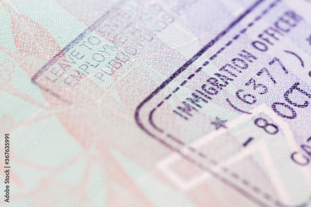 Passport Visa Stamps in Soft Focus Travel Background Passport Visa Stamps in Soft Focus Travel Background