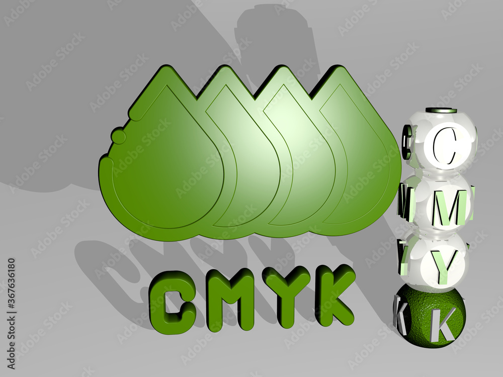 3D illustration of cmyk graphics and text around the icon made by ...
