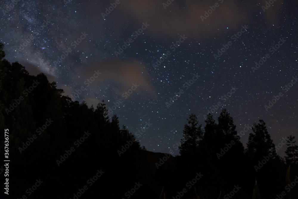 Night Landscape, with Clouds covering the Milky way on a beautiful night on the Sete Cidades, São Miguel Island, Azores.