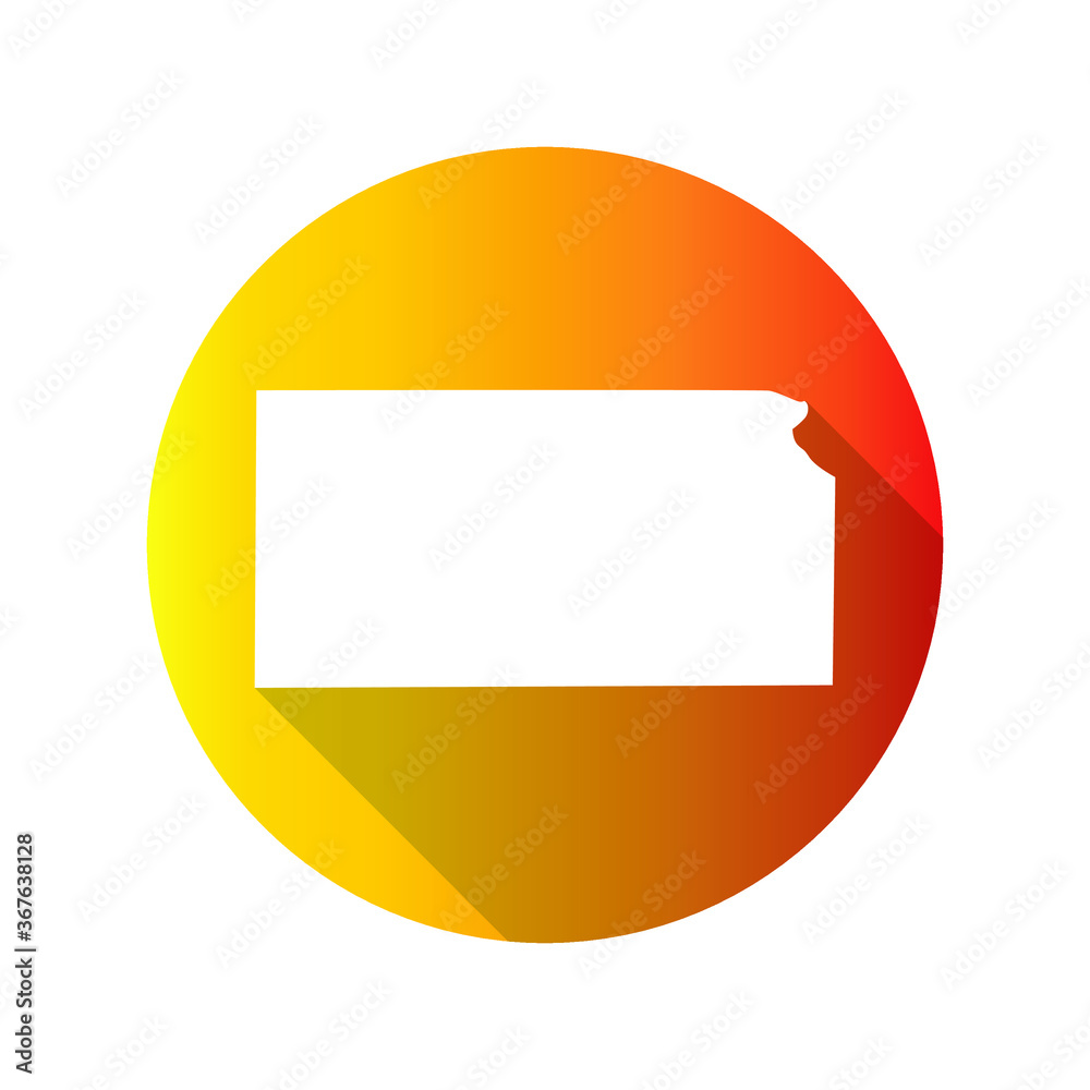 Kansas, USA Symbol Map Icon Round. Flat Vector Art Design with Shadow. Gradient Color Banner. Kansas, USA Symbol Map Icon Round. Flat Vector Art Design with Shadow. Gradient Color Banner.