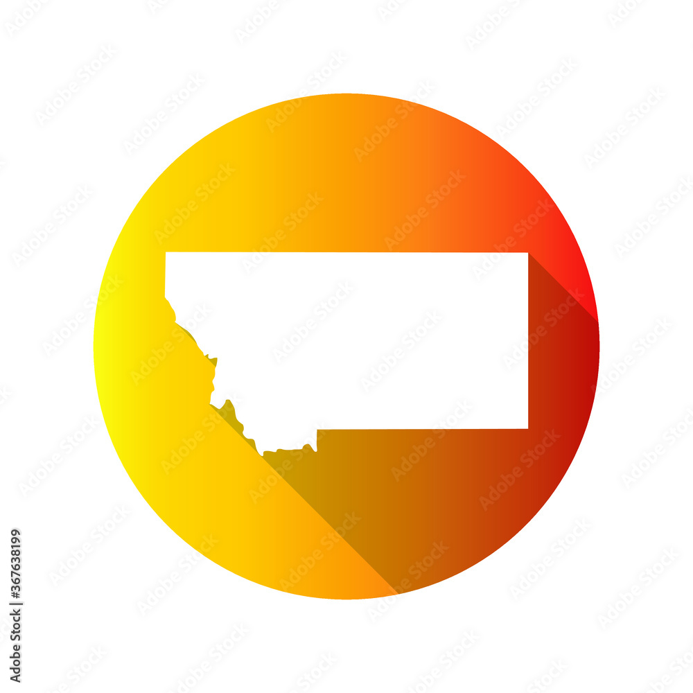 Montana, USA Symbol Map Icon Round. Flat Vector Art Design with Shadow. Gradient Color Banner. Montana, USA Symbol Map Icon Round. Flat Vector Art Design with Shadow. Gradient Color Banner.