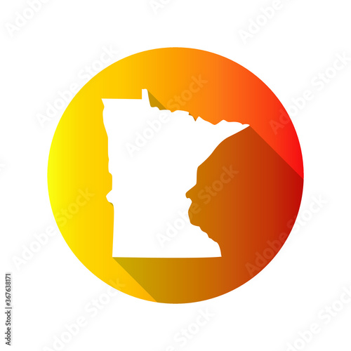Minnesota, USA Symbol Map Icon Round. Flat Vector Art Design with Shadow. Gradient Color Banner.