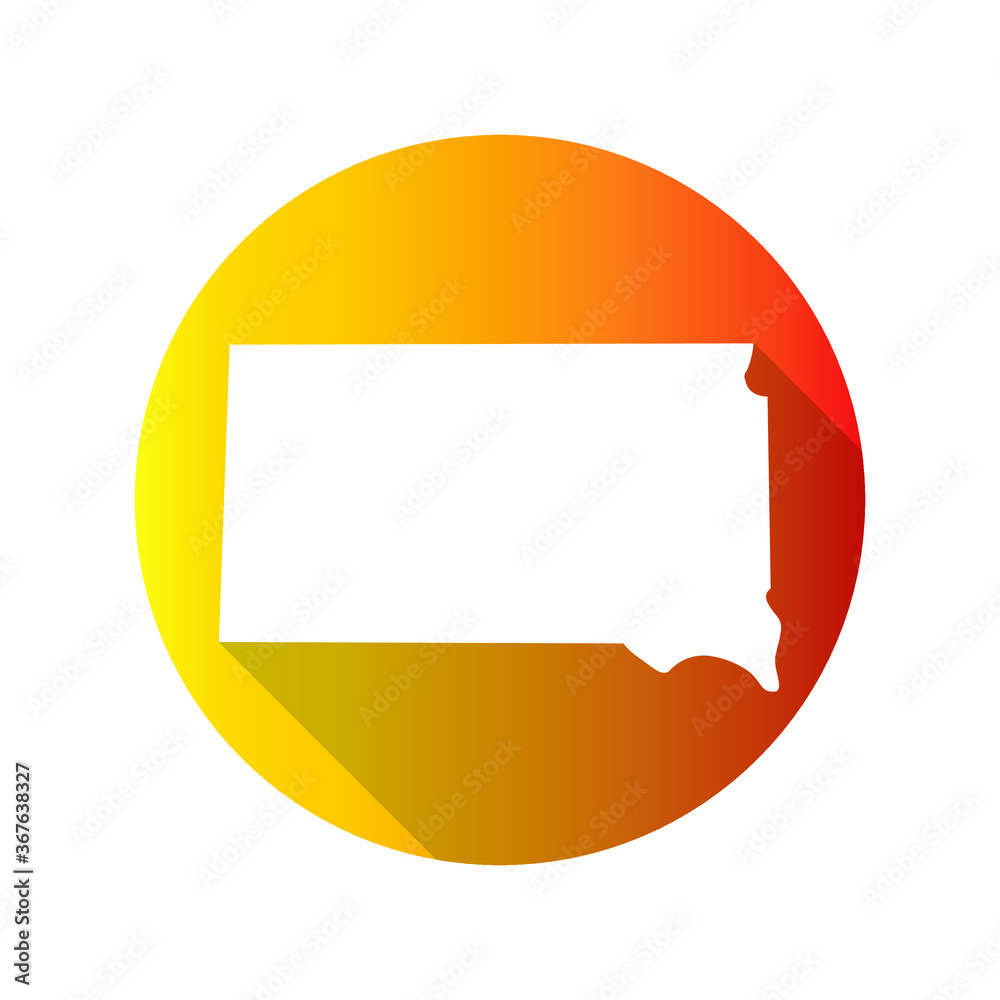 South Dakota, USA Symbol Map Icon Round. Flat Vector Art Design with Shadow. Gradient Color Banner. South Dakota, USA Symbol Map Icon Round. Flat Vector Art Design with Shadow. Gradient Color Banner.