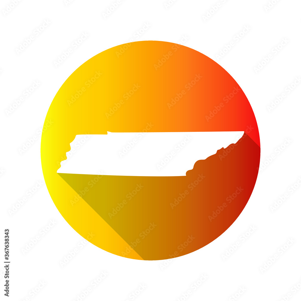 Tennessee, USA Symbol Map Icon Round. Flat Vector Art Design with Shadow. Gradient Color Banner. Tennessee, USA Symbol Map Icon Round. Flat Vector Art Design with Shadow. Gradient Color Banner.