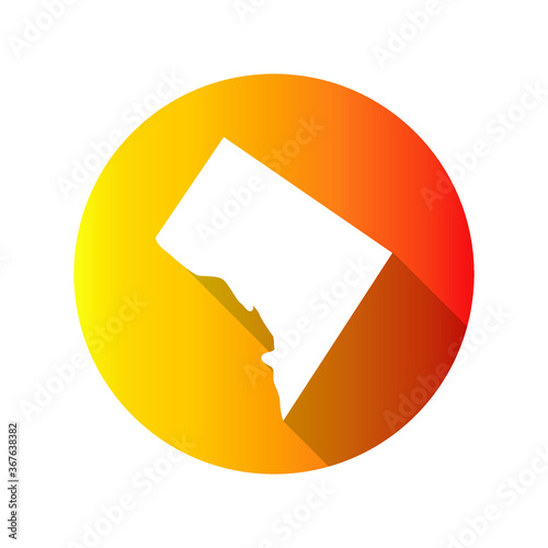 Washington, DC, USA Symbol Map Icon Round. Flat Vector Art Design with Shadow. Gradient Color Banner.