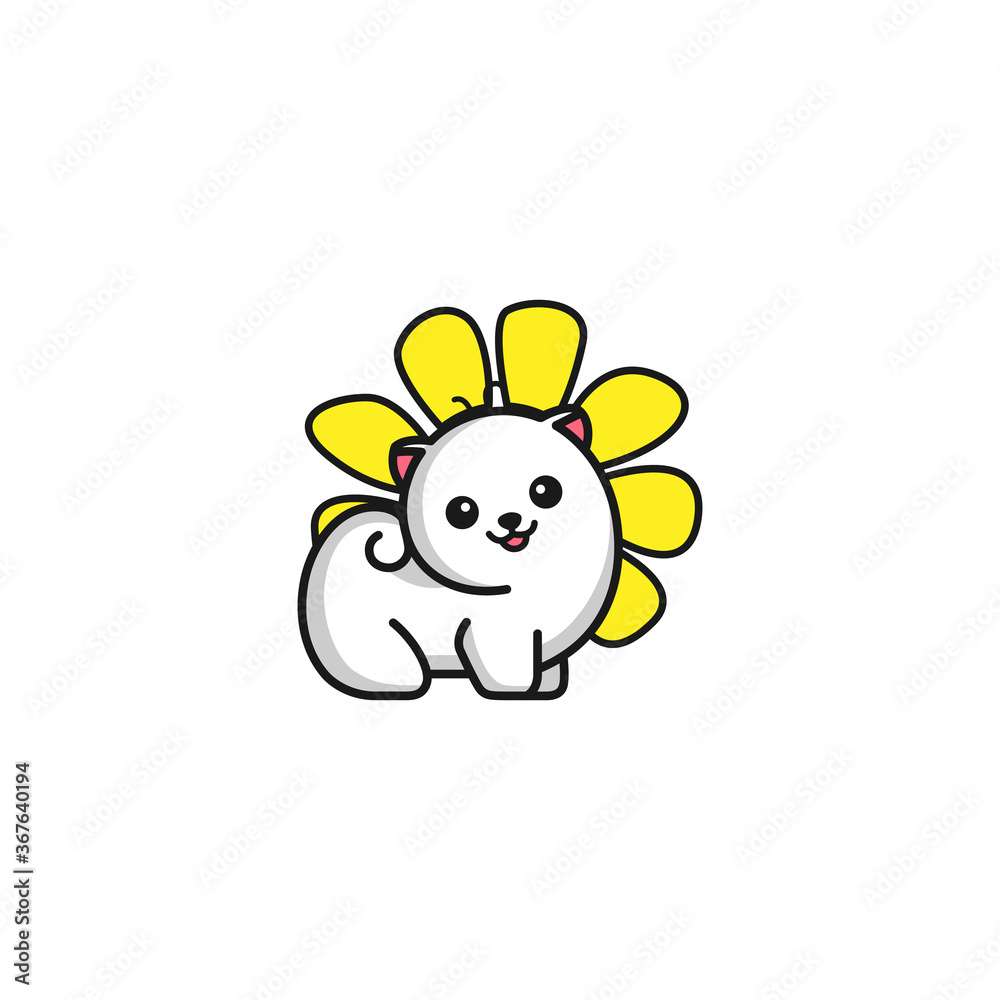 Cute sticker of puppy flower with variant color