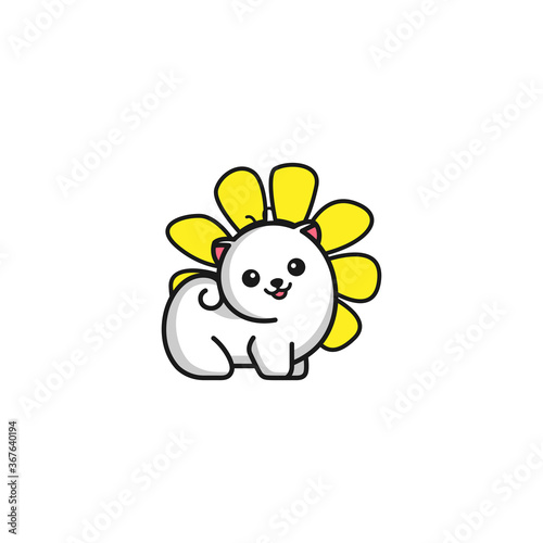 Cute sticker of puppy flower with variant color © Afek