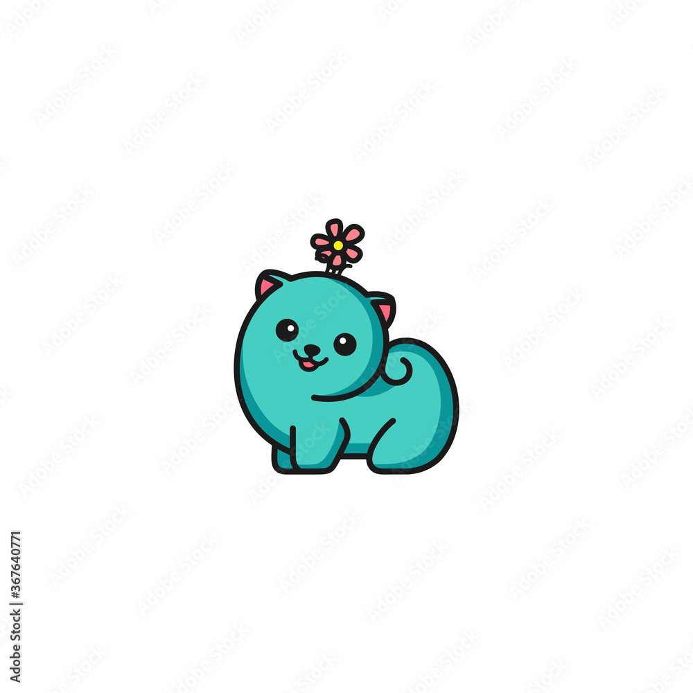 Obraz premium Cute sticker of puppy flower with variant color