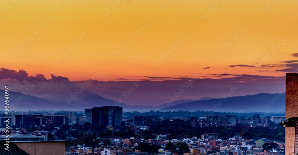 Bogota skyline at sunset
