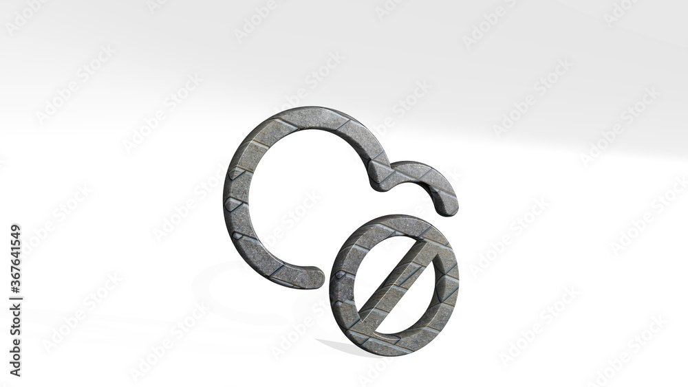 CLOUD DISABLE casting shadow with two lights. 3D illustration of metallic sculpture over a white background with mild texture. blue and beautiful CLOUD DISABLE casting shadow with two lights. 3D illustration of metallic sculpture over a white background with mild texture. blue and beautiful
