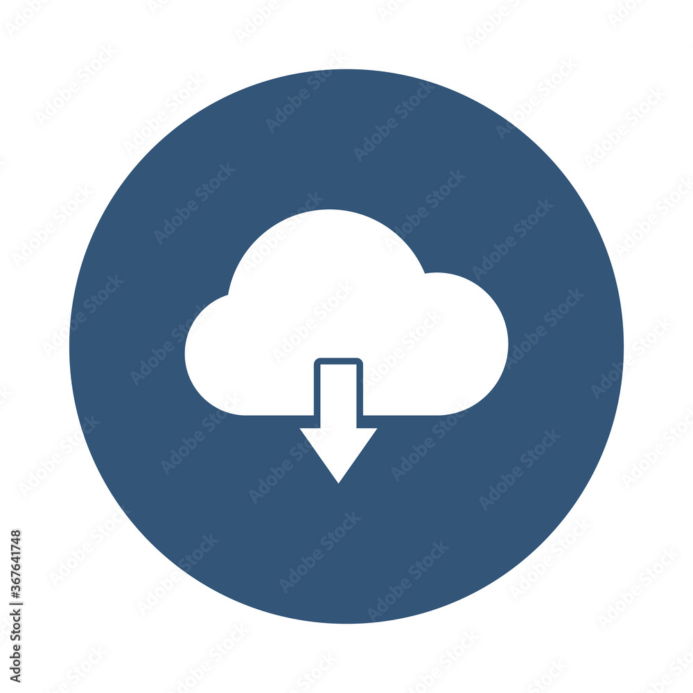 cloud with dowload arrow icon, block style cloud with dowload arrow icon, block style